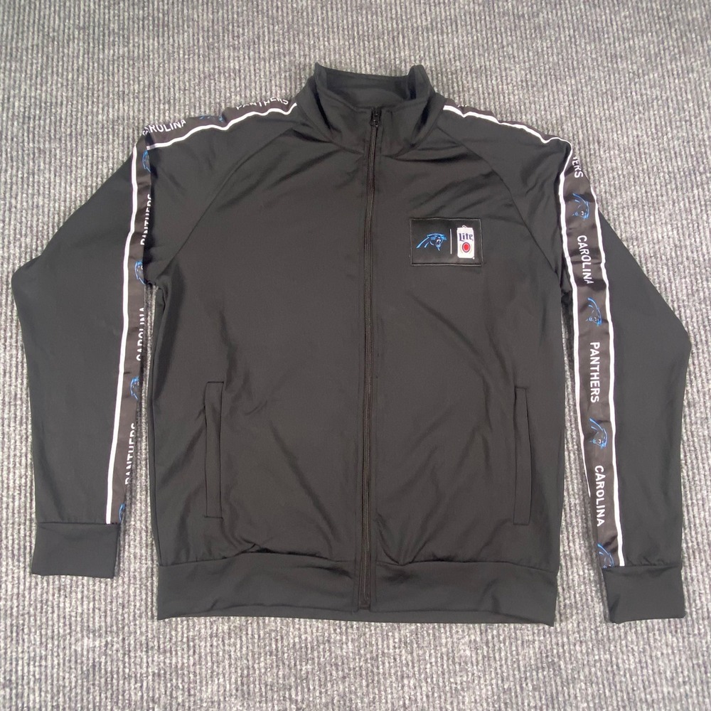 Miller Lite Carolina Panthers Track Jacket Mens Medium Black Full Zip NFL